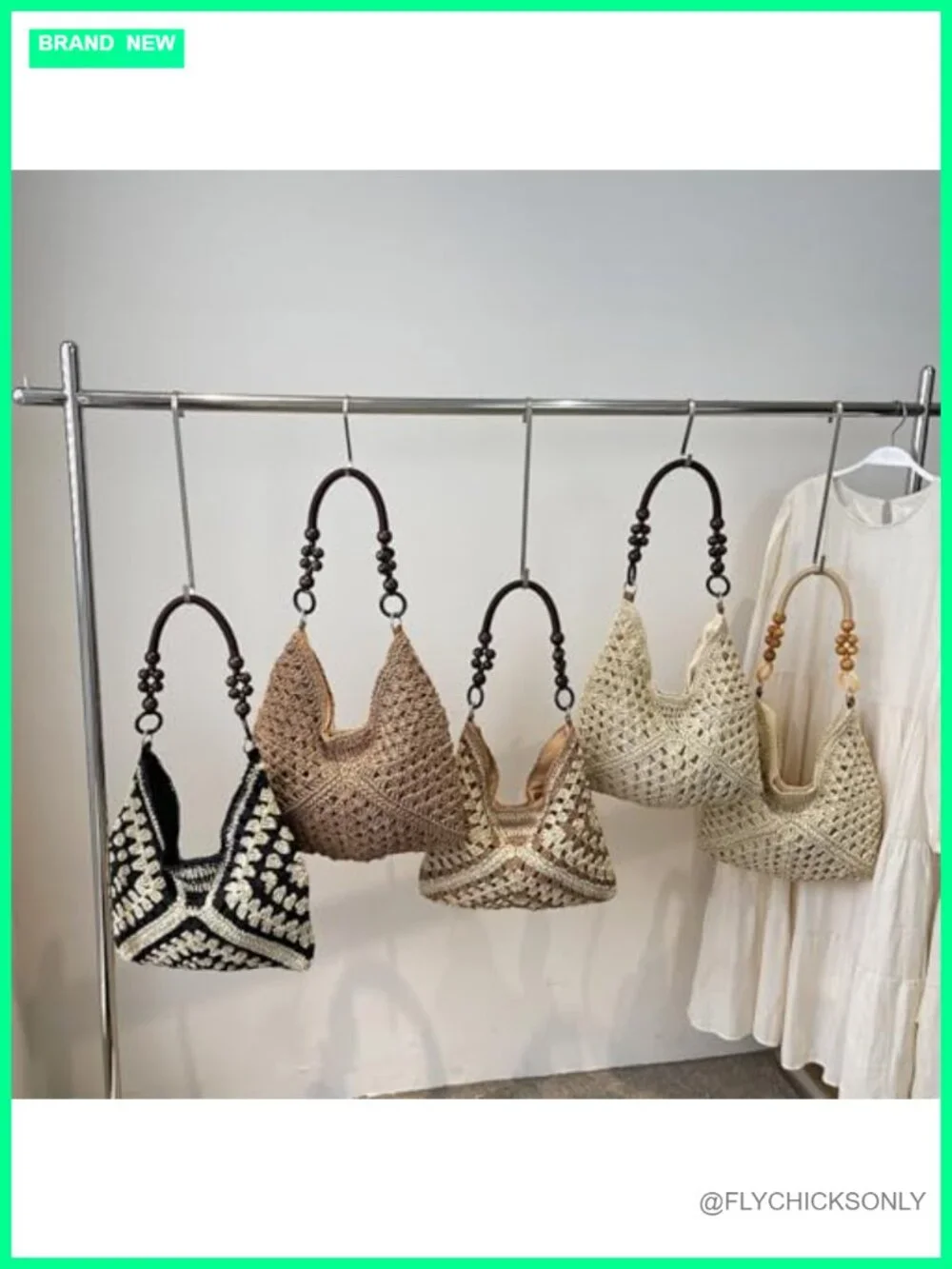Woven Straw Hobo Tote Bag Crochet Beach Shoulder Purse